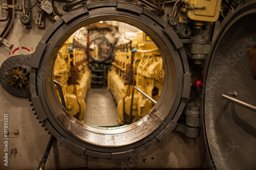 inside submarine opened hatchway