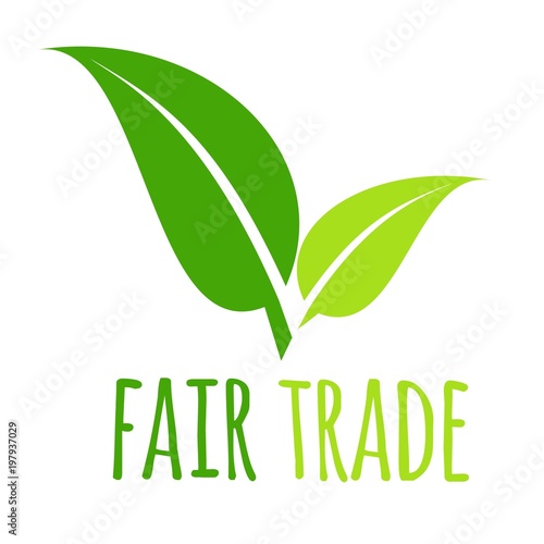 Fair trade icon green leaf vector illustration isolated.