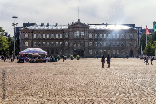 HELSINKI, FINLAND - AUGUST 20, 2017: Building of art museum Ateneum on Rautatientori, Railway Square