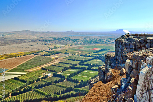 View of the Golan heights from mount Bental. Border between Israel and Syria