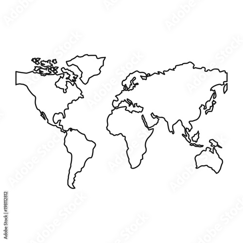 world map continents global image vector illustration outline design
