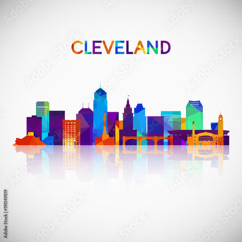 Cleveland skyline silhouette in colorful geometric style. Symbol for your design. Vector illustration.