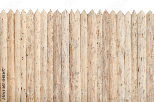 Fence from the stockade. Untreated wood. Isolate