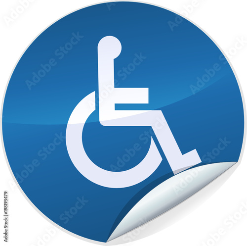 Sticker rond handicapé (bleu)