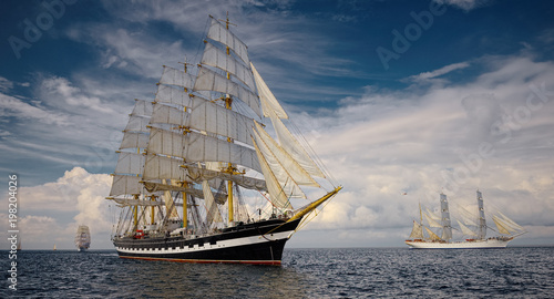 Sailing ships of the regatta. Yachting. Sailing