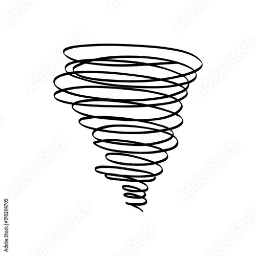 Vector hand drawn illustrations tornado. Doodle style on white background