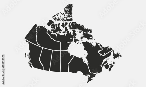 Map of the Canada with provinces and territories isolated on a white background. Vector illustration