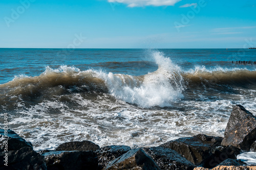 sea waves on the black sea coast, Poti, Georgia