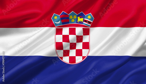 Croatia flag waving with the wind, 3D illustration.