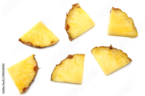 healthy background. pineapple slices isolated on white background top view