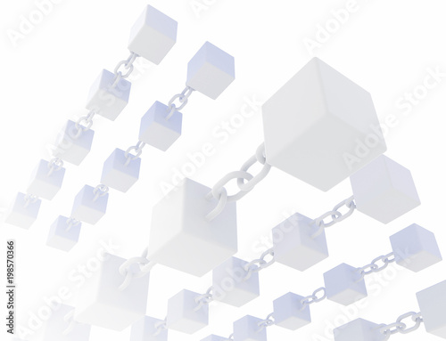 Block chain concept - digital code chain. 3d rendering 
