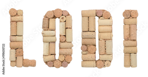 Italian province Lodi made of wine corks Isolated on white background