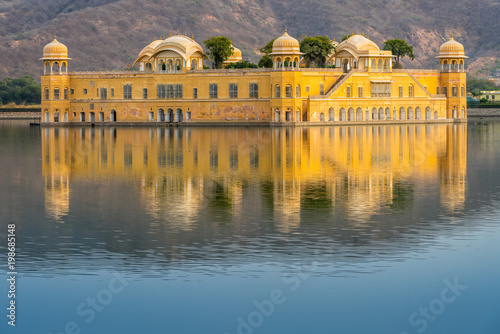 Jal Mahal water palace in the middle of the Man Sagar Lake at Jaipur Rajasthan India.
