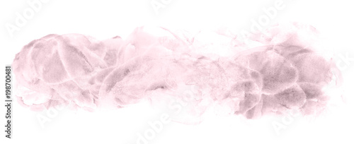 Abstract watercolor background hand-drawn on paper. Volumetric smoke elements. Pink, Ballet Slipper color. For design, websites, card, text, decoration, surfaces.