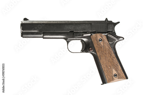 pistol on white background with 1911 colt. Isolated