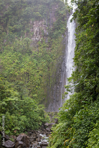 "Deuxieme Chute du Carbet" - second Carbet waterfall in Guadeloupe, Caribbean. Located in Basse-Terre, there are three waterfalls inside a tropical forest