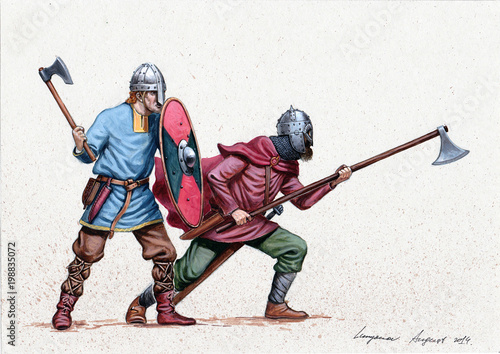 Vikings. Medieval knights illustration.