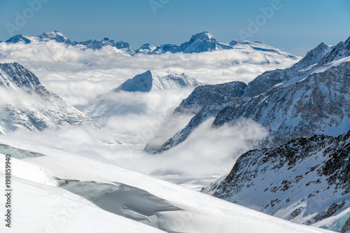 Sicht vom Gipfel des Jungfraujoch Richtung Wallis