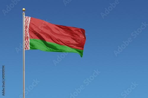 Belarus flag in front of a clear blue sky