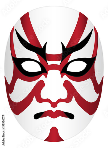 Japan kabuki mask on a white background