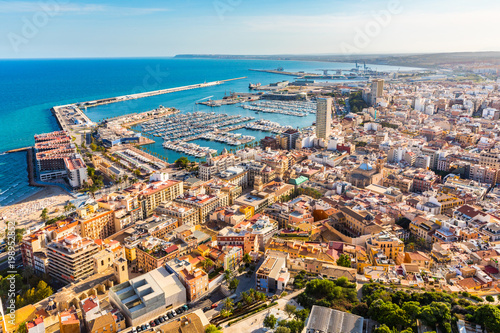 Alicante city panoramic aerial view