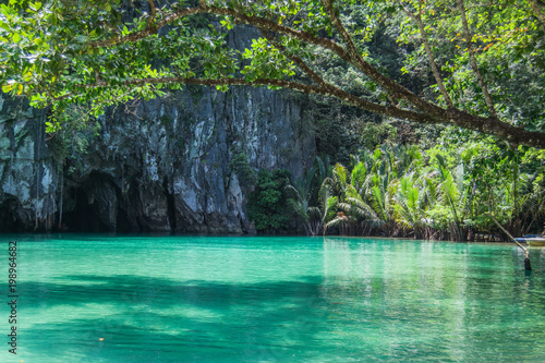 Beautiful lagoon, the beginning of the longest navigable underground river in the world. Puerto Princesa, Palawan, Philippines.