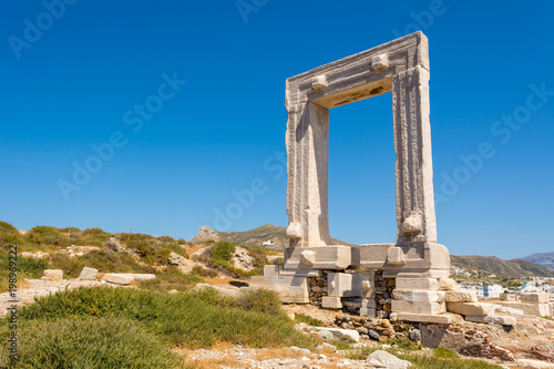 The Portara, one of Naxos most famous landmarks in Naxos (Chora) town. Cyclades Islands, Greece.
