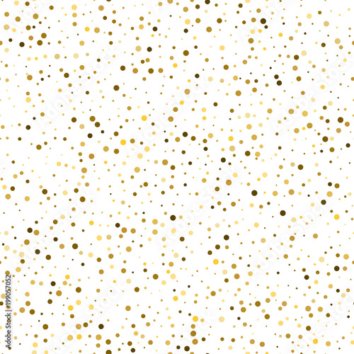 Seamless scattered shiny golden glitter polka dot pattern