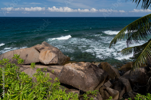 The Seychelles, one of beaches with big stones and a lot of plants