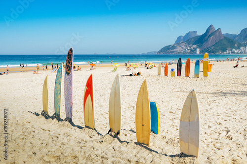 Surfboards at Ipanema beach, Rio de Janeiro, Brazil