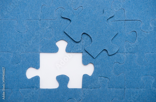 top view of one puzzle missing, business concept