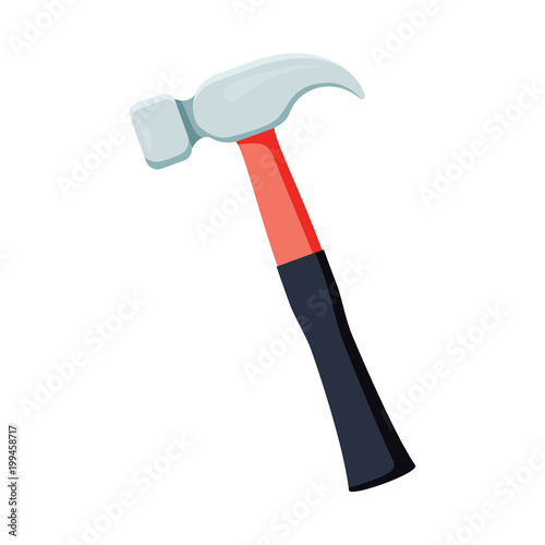 Carpenter hammer tool icon. Vector illustration in flat style