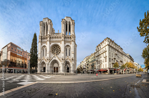 Panoramic view of Basilica of Our Lady of the Assumption located on Avenue Jean Medecin in Nice, France
