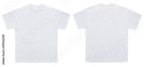 Blank T Shirt color white template front and back view on white background