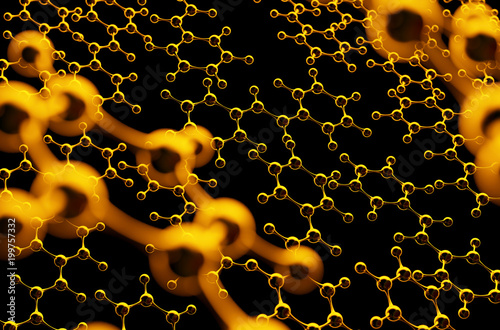 Molecule structure. Science background with hydrocarbon molecules. 3d illustration.