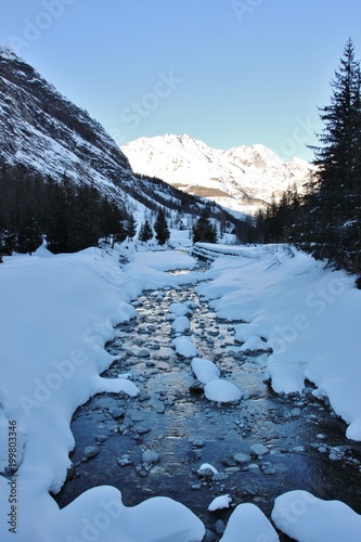 Valley of Valnontey, iced torrent. Aosta Valley, Gran Paradiso National Park, Italy