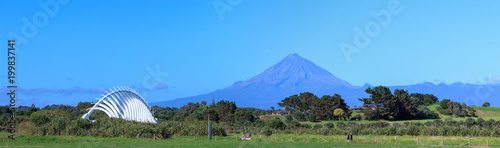 Picturesque landscape panorama Taranaki volcano