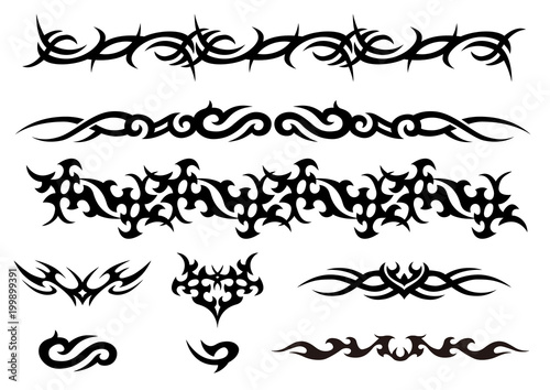 Tattoo tribal vector design art set.