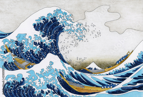 Hokusai The Great Wave Of Kanagawa adult coloring page