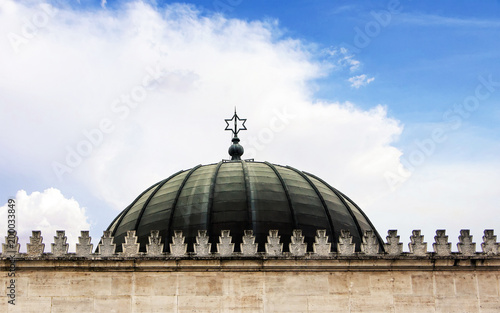 Dome of the synagogue with the sign of the star of David by day