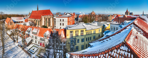 Panoramic view of the old centre of Rostock around the Abbey of the Holy Cross(Germany)