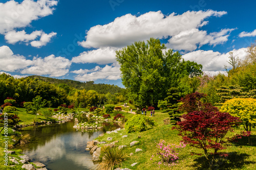 The Japanese garden in the park of Anduze being in the French department of Gard, France, Europe, European, Western Europe