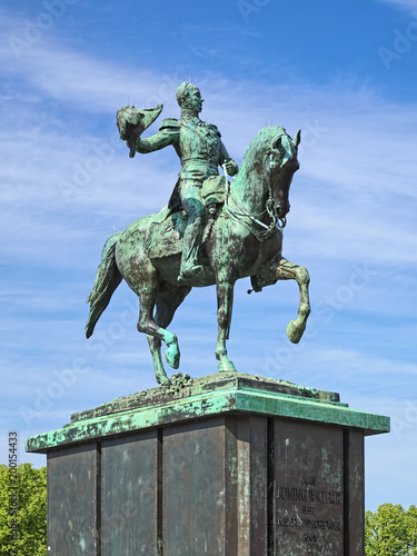 Equestrian statue of William II, King of the Netherlands, Grand Duke of Luxembourg in The Hague, Netherlands. Text on pedestal reads: To king Willem II The Dutch people 1853.