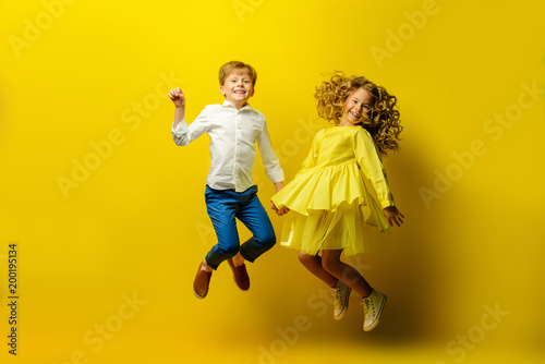 jumping happy children