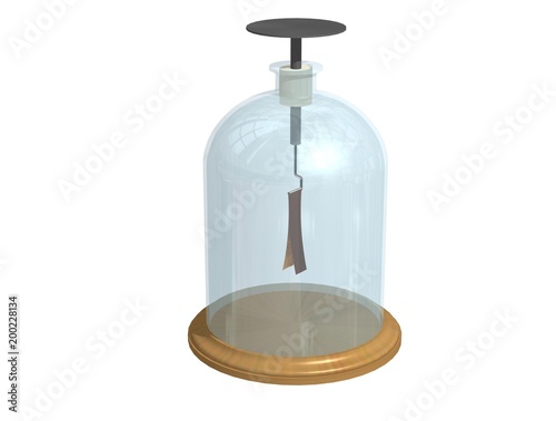 Electroscope. Used in physics education to demonstrate the principles of electrostatics. 3D illustration isolated on a white background.