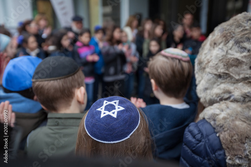 Stolpersteine memorial with jewish children