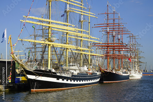 Sailboats in the Klaipeda port