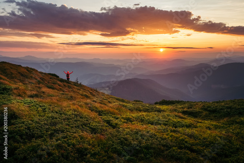 Unbelievably beautiful sky at sunset in Carpathian mountains