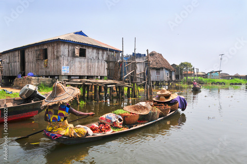Lake village Ganvie on Lake Nokoué near Cotonou, Benin 