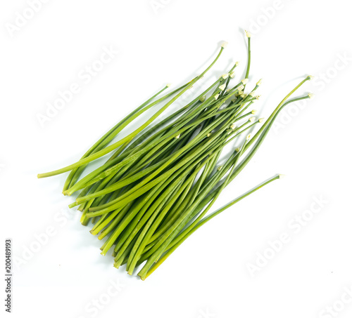 Chives flower or Chinese Chive isolated on white background..